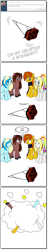 Size: 630x3278 | Tagged: safe, artist:dekomaru, oc, oc only, oc:ariadne, oc:emberbell, oc:kayla the unicorn, oc:spectra light, ball of violence, bouquet, fail, fight, the boondocks, tumblr, tumblr:ask twixie, wedding, you had one job