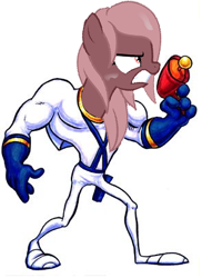 Size: 308x403 | Tagged: safe, artist:badumsquish, edit, editor:runner2, oc, oc only, oc:annelida, angry, blaster, crossover, earthworm jim, simple background, wat, white background, worm pony