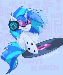 Size: 1024x1209 | Tagged: safe, artist:yobakisu, dj pon-3, vinyl scratch, pony, unicorn, female, glasses, headphones, levitation, magic, mare, telekinesis