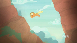 Size: 1920x1080 | Tagged: safe, screencap, applejack, earth pony, pony, sounds of silence, cliff, female, mare, ravine, solo