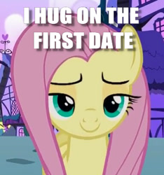 Size: 384x411 | Tagged: safe, edit, edited screencap, screencap, fluttershy, pegasus, pony, flutter brutter, badass, bedroom eyes, caption, cropped, female, flirty, flutterbadass, image macro, lidded eyes, looking at you, mare, meme, sluttershy, solo, text