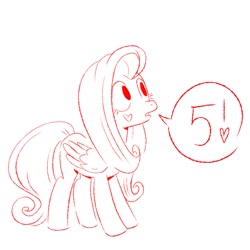 Size: 1163x1163 | Tagged: safe, artist:sprane_swetry, fluttershy, pegasus, pony, rainbow roadtrip, 5, countdown, dialogue, monochrome, official fan art, simple background, sketch, solo, white background