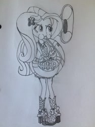 Size: 2448x3264 | Tagged: safe, artist:puffedcheekedblower, fluttershy, equestria girls, alternate universe, musical instrument, sousaphone, tuba