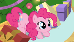 Size: 1920x1080 | Tagged: safe, screencap, pinkie pie, earth pony, pony, the great escape room, cute, diapinkes, face down ass up, female, mare, present, smiling, solo