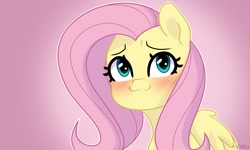 Size: 2048x1229 | Tagged: safe, artist:ev04kaa, fluttershy, pegasus, pony, :3, blushing, bust, cute, female, mare, pink background, portrait, rcf community, shyabetes, sketch, solo