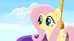 Size: 640x360 | Tagged: safe, screencap, fluttershy, pegasus, pony, rainbow roadtrip, cute, female, hot air balloon, mare, shyabetes