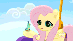 Size: 640x360 | Tagged: safe, screencap, fluttershy, pegasus, pony, rainbow roadtrip, cute, faic, female, hot air balloon, mare, shyabetes