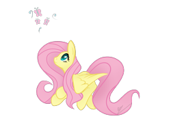 Size: 3508x2480 | Tagged: safe, artist:otakutheunicorn, fluttershy, butterfly, pegasus, pony, female, looking at something, looking up, mare, profile, simple background, solo, spread wings, transparent background, wings