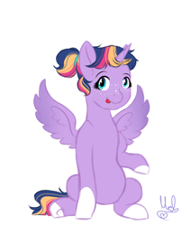 Size: 1100x1300 | Tagged: safe, artist:mah521, oc, oc only, alicorn, pony, female, filly, offspring, parent:sunburst, parent:twilight sparkle, parents:twiburst, simple background, sitting, solo, white background