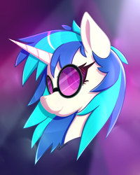 Size: 2880x3600 | Tagged: safe, artist:silshadnic, dj pon-3, vinyl scratch, pony, unicorn, bust, female, looking back, portrait, simple background, solo