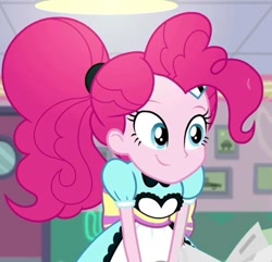 Size: 678x653 | Tagged: safe, pinkie pie, human, equestria girls, blue eyes, clothes, female, pink hair, pink skin