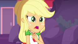 Size: 1920x1080 | Tagged: safe, screencap, applejack, better together, equestria girls, rollercoaster of friendship, applejack's hat, cowboy hat, female, geode of super strength, hat, solo