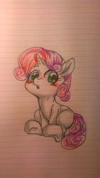 Size: 720x1280 | Tagged: safe, artist:nekubi, sweetie belle, lined paper, solo, traditional art