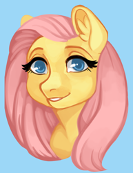 Size: 800x1035 | Tagged: safe, artist:kingbriarturtle, fluttershy, pegasus, pony, bust, ear fluff, female, mare, smiling, solo