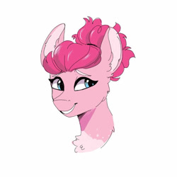 Size: 750x750 | Tagged: safe, artist:scarletskitty12, pinkie pie, earth pony, pony, alternate design, alternate hairstyle, female, mare, simple background, solo