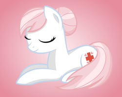 Size: 1280x1024 | Tagged: dead source, safe, artist:toughbluff, nurse redheart, earth pony, pony, eyes closed, female, mare, prone, solo