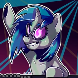 Size: 894x894 | Tagged: safe, artist:toybites, dj pon-3, vinyl scratch, pony, unicorn, female, grin, mare, raised hoof, smiling, solo