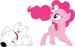 Size: 1137x703 | Tagged: safe, artist:porygon2z, pinkie pie, dog, pony, behaving like a dog, brian griffin, family guy