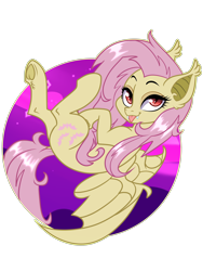 Size: 3000x4000 | Tagged: safe, artist:annakitsun3, fluttershy, bat pony, pony, :p, bat ponified, female, flutterbat, frog (hoof), looking at you, mare, mlem, open mouth, race swap, silly, smiling, solo, tongue out, underhoof