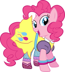 Size: 850x940 | Tagged: safe, artist:linacloud23, pinkie pie, earth pony, pony, dance magic, equestria girls, spoiler:eqg specials, clothes, cutie mark on clothes, equestria girls ponified, ponified, simple background, smiling, solo, transparent background