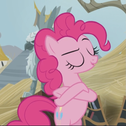 Size: 619x620 | Tagged: safe, screencap, pinkie pie, earth pony, pony, the lost treasure of griffonstone, bipedal, cropped, crossed hooves, eyes closed, female, mare, raised eyebrow, smug, solo