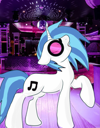 Size: 1071x1364 | Tagged: safe, artist:drunken bubblez, derpibooru exclusive, dj pon-3, vinyl scratch, pony, unicorn, female, mare, nightclub, solo, sunglasses