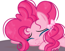 Size: 978x764 | Tagged: safe, artist:angelamusic13, pinkie pie, pony, colored eyelashes, eyes closed, female, simple background, solo, white background