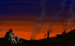 Size: 1920x1200 | Tagged: safe, artist:fearyzy, fluttershy, pegasus, pony, fire, forest, solo