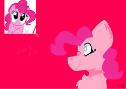 Size: 1146x807 | Tagged: safe, artist:sherbert, pinkie pie, earth pony, pony, hair, lineless, one eye closed, paperclip, solo, tape, wink