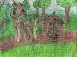 Size: 566x415 | Tagged: safe, artist:mfg637, applejack, earth pony, pony, graph paper, solo, traditional art