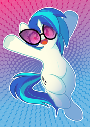 Size: 1336x1884 | Tagged: safe, artist:nemovonsilver, dj pon-3, vinyl scratch, pony, unicorn, cute, cutie mark, female, happy, open mouth, solo, sunglasses, vinylbetes