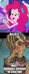 Size: 500x1250 | Tagged: safe, screencap, pinkie pie, human, better together, equestria girls, twilight under the stars, borderlands 2, caption, image macro, text, tiny tina