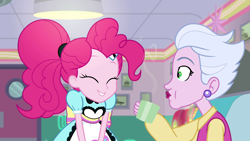 Size: 1920x1080 | Tagged: safe, screencap, pinkie pie, sour persimmon, better together, equestria girls, five stars, coffee, female, server pinkie pie