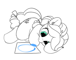 Size: 3762x2993 | Tagged: safe, artist:pabbley, kettle corn, earth pony, pony, marks and recreation, circle painting, drawing, female, filly, foal, partial color, simple background, solo, that pony sure does love circles, white background