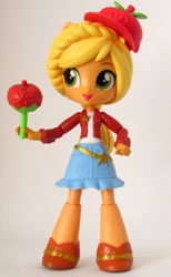 Size: 1147x1859 | Tagged: safe, artist:whatthehell!?, applejack, equestria girls, candy, clothes, doll, equestria girls minis, food, hat, irl, lollipop, merchandise, photo, shoes, skirt, theme park, toy