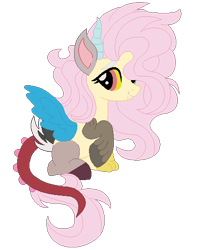 Size: 427x536 | Tagged: safe, artist:bezziie, artist:selenaede, fluttershy, draconequus, alternate universe, base used, draconequified, female, flutterequus, simple background, solo, species swap, transparent background