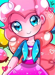 Size: 1366x1863 | Tagged: safe, artist:yuyutsuka_0130, pinkie pie, equestria girls, chibi, clothes, cute, diapinkes, female, looking at you, no nose, skirt, solo