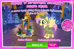 Size: 1034x691 | Tagged: safe, fluttershy, pegasus, pony, advertisement, alternate timeline, apocalypse fluttershy, costs real money, crystal war timeline, gameloft, official