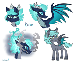 Size: 1024x853 | Tagged: safe, artist:flourret, oc, oc only, oc:kalon, bat pony, dracony, hybrid, dragonfire, magical lesbian spawn, male, offspring, parent:princess ember, parent:princess luna, parents:lunember, simple background, smoke, solo, white background