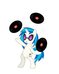 Size: 4000x5000 | Tagged: safe, artist:northernthestar, dj pon-3, vinyl scratch, pony, absurd resolution, bipedal, cute, flaxen coat, irresponsible management of your collection, juggler, juggling, record, simple background, solo, transparent background, vector, vinylbetes, vinylsass