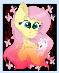 Size: 2396x3000 | Tagged: safe, artist:tomboygirl45, angel bunny, fluttershy, pegasus, pony, bust, cutie mark, portrait