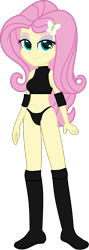 Size: 911x2564 | Tagged: safe, artist:marcusvanngriffin, artist:salemcat, editor:marcuvan0, fluttershy, equestria girls, black bra, black underwear, boots, bra, clothes, elbow pads, female, knee pads, shoes, simple background, solo, sports, transparent background, underwear, vector, wrestler, wrestling