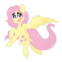 Size: 2000x2000 | Tagged: safe, artist:sleepysuika, fluttershy, pegasus, pony, cute, female, looking at you, looking sideways, mare, open mouth, shyabetes, simple background, smiling, solo, spread wings, stray strand, transparent background, wings