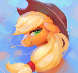 Size: 1100x1036 | Tagged: safe, artist:rodrigues404, applejack, earth pony, pony, clothes, female, freckles, hat, mare, smiling, solo