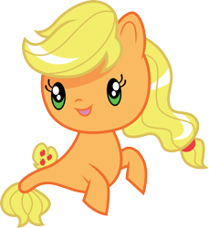 Size: 3000x3277 | Tagged: safe, artist:cloudyglow, applejack, seapony (g4), blonde, chibi, cute, cutie mark crew, hatless, jackabetes, missing accessory, seaponified, seapony applejack, simple background, solo, species swap, toy, transparent background