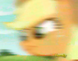 Size: 679x537 | Tagged: safe, screencap, applejack, earth pony, pony, blurry, discovery family logo, episode needed, female, freeze frame, great moments in animation, mare, motion blur, solo