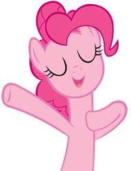 Size: 781x1023 | Tagged: safe, artist:craftybrony, pinkie pie, earth pony, pony, baby cakes, cute, diapinkes, eyes closed, female, hoof on chest, mare, open mouth, simple background, solo, transparent background, vector