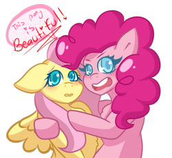 Size: 825x755 | Tagged: safe, artist:mocaangel, fluttershy, pinkie pie, earth pony, pegasus, pony, female, mare, simple background, solo, transparent background