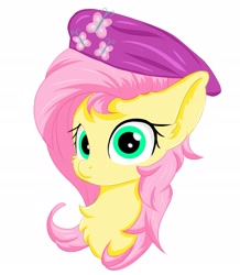 Size: 2147x2464 | Tagged: safe, artist:rurihal, fluttershy, pegasus, pony, hat, simple background, solo, white background