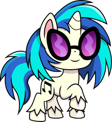 Size: 859x931 | Tagged: safe, artist:cloudyglow, dj pon-3, vinyl scratch, pony, unicorn, my little pony: pony life, background pony, glasses, raised hoof, simple background, sunglasses, transparent background